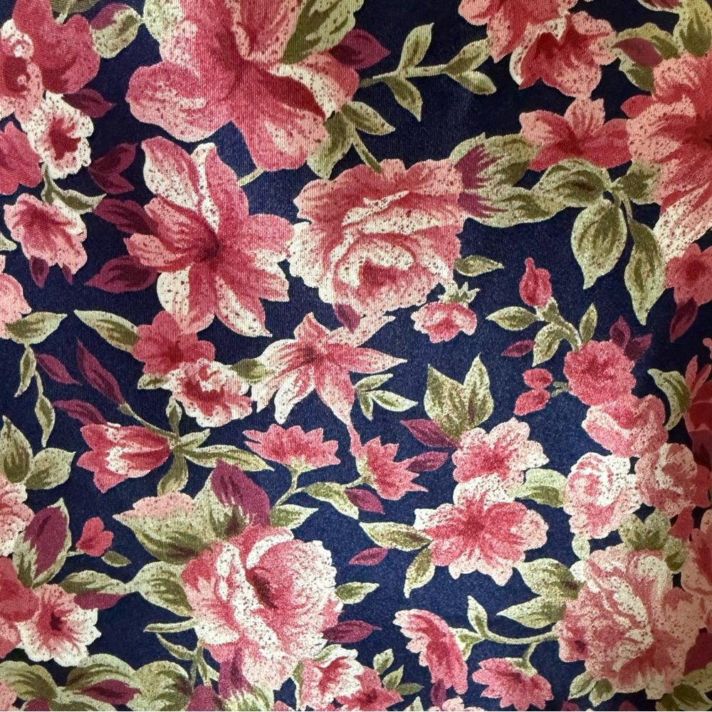 Vintage 80s 90s Coquette Rosette Floral Slip Dress Navy Ruffle Mini Slip Dress S - Picture 10 of 15